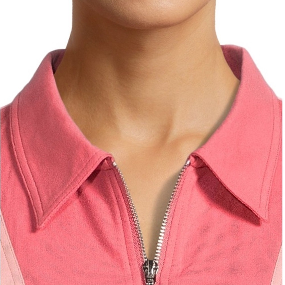 Time and Tru Pink Colorblock Quarter Zip Sweatshirt Pullover Women Large L NWT - Picture 4 of 4